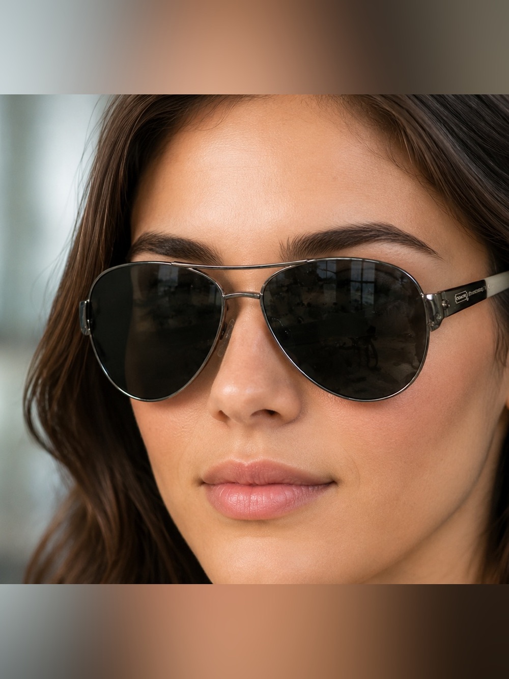 Coach Kristina Aviator Sunglasses Color Block Temples